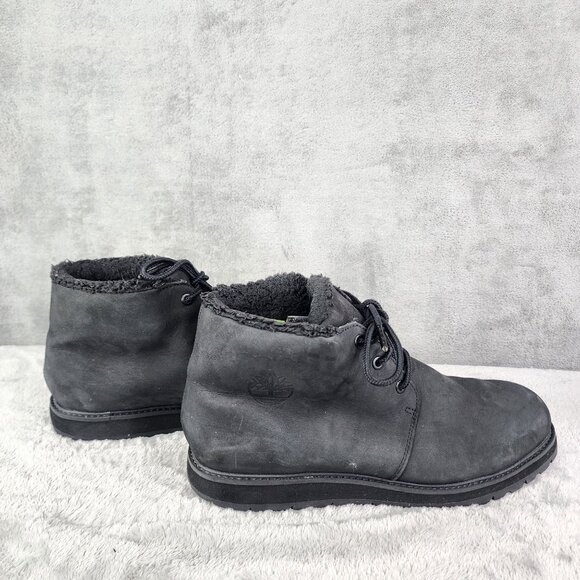 Mens Black Timberland Nubuck & Fleece-Lined Lace-Up Boots Size 11.5M - Picture 9 of 10